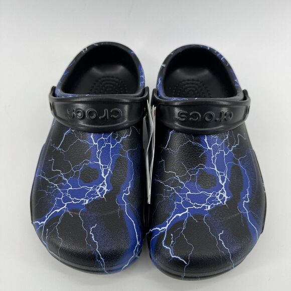 Crocs Bistro Black Lightning Bolt Graphic Slip Resistant Work Clogs Size M6 W8 - Picture 1 of 8